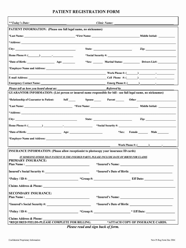Printable Dental Patient Registration Form Template