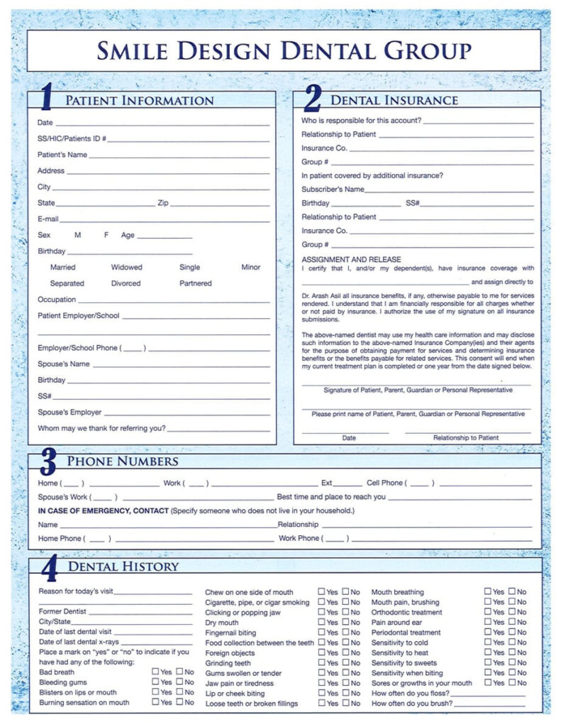 Printable Dental Patient Registration Form Template