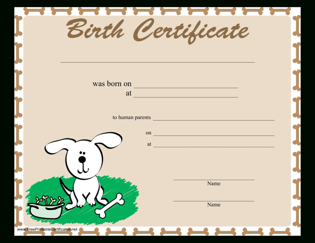 Printable Dog Birth Certificate