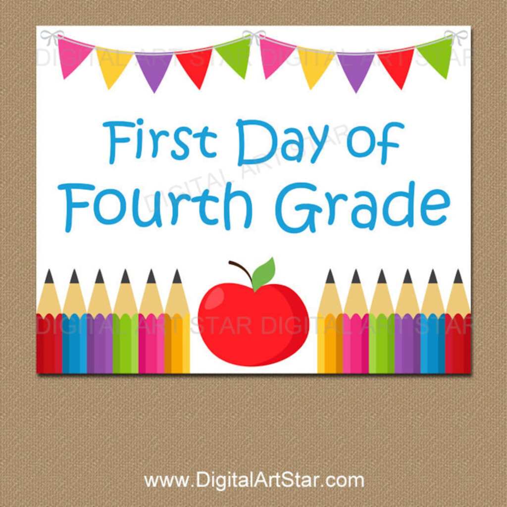 Printable First Day Of 4th Grade Sign 1st Day Of School Sign Etsy