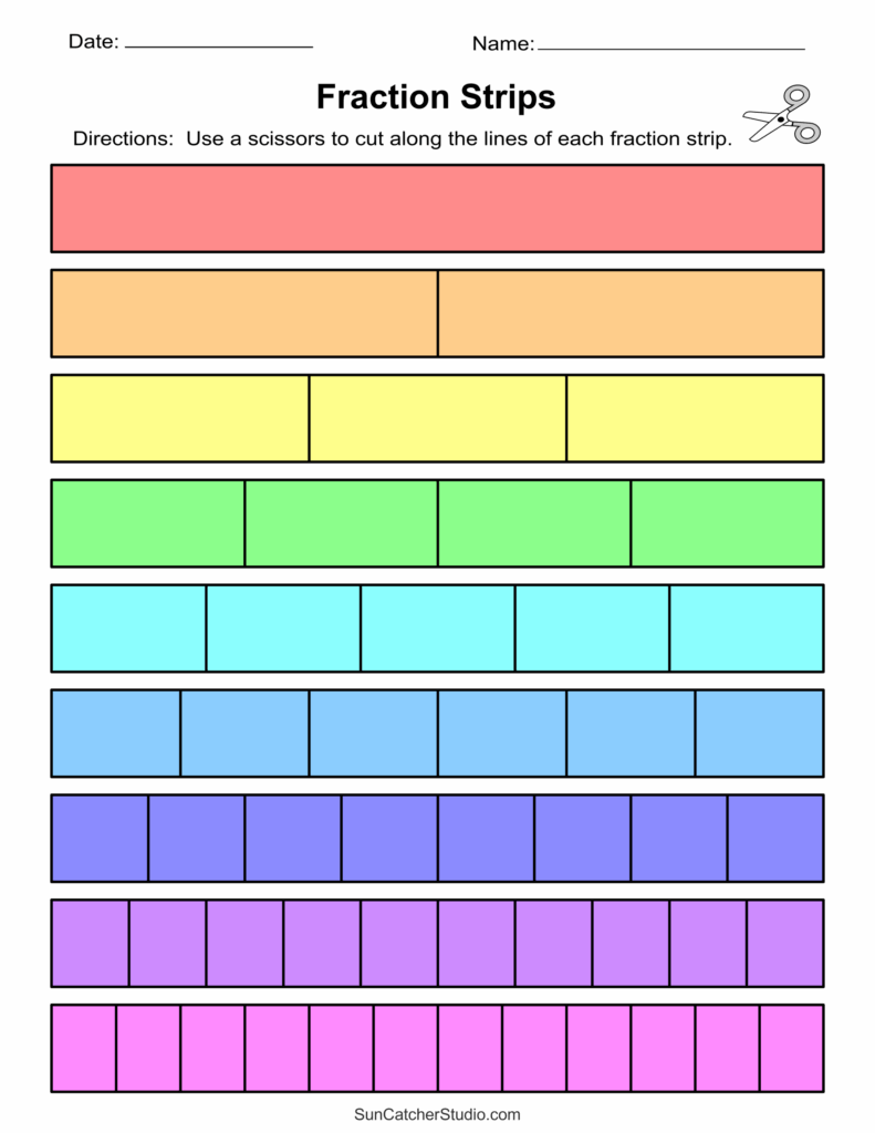 Printable Fraction Strips And Fraction Bars Free Printables 