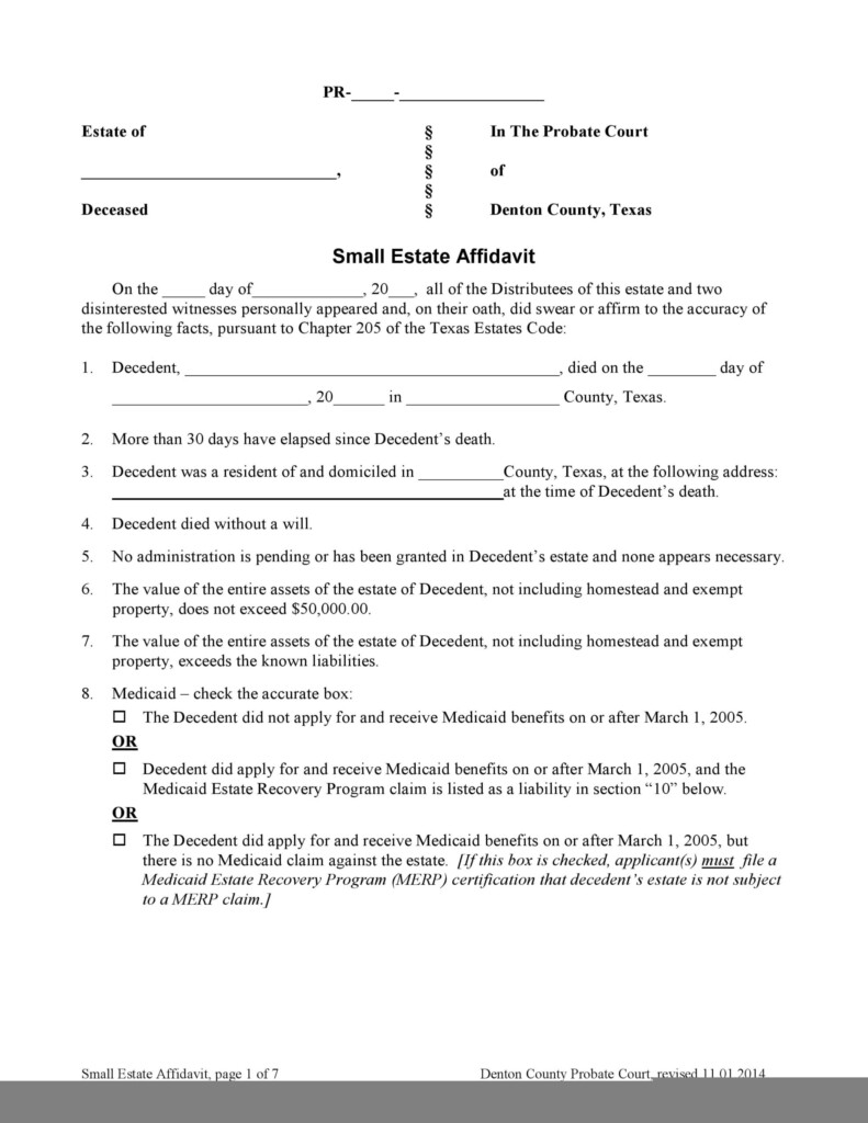 Printable Free Affidavit Of Non Prosecution Form Texas