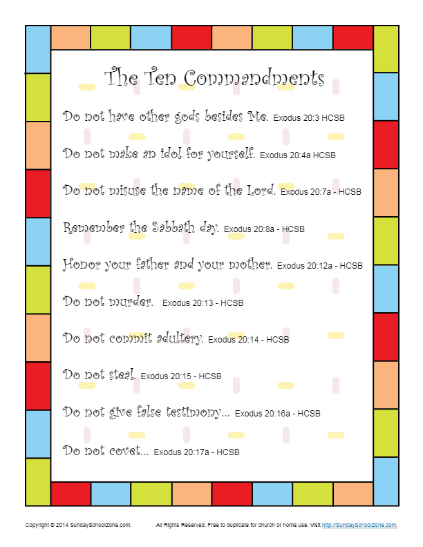 Printable Free Printable 10 Commandments