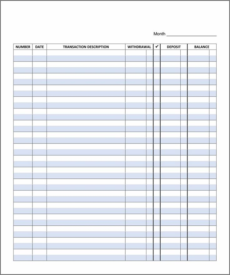 Printable Full Page Check Register PDF Printable Check Register 