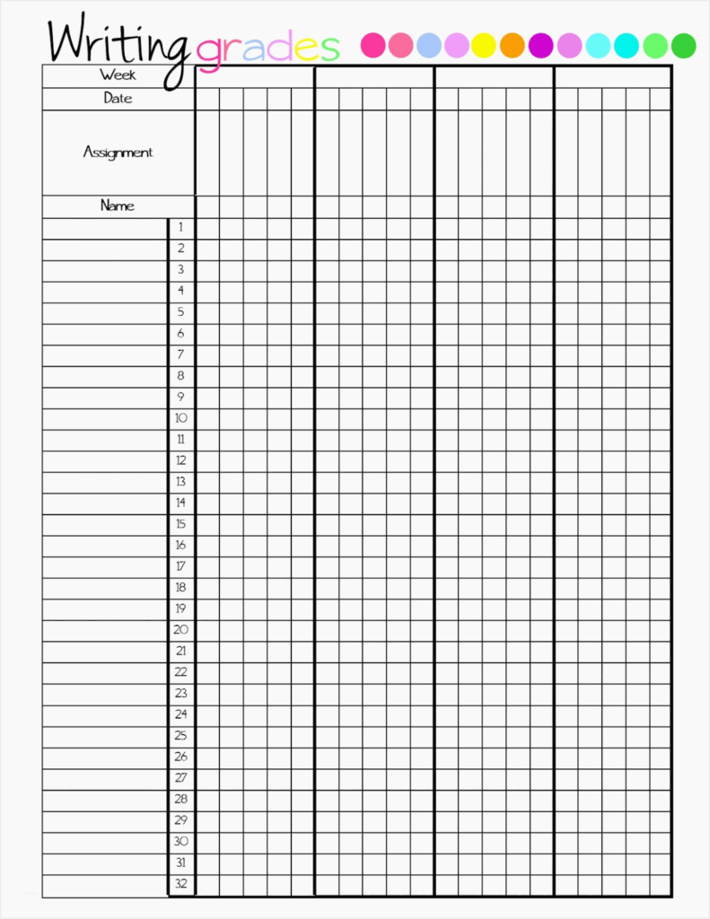 Printable Grade Book Sheets
