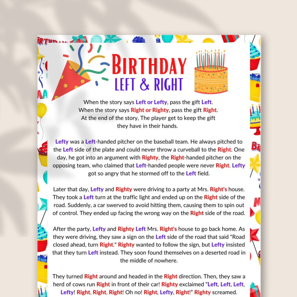 Printable Left Right Game Printable Free Templates