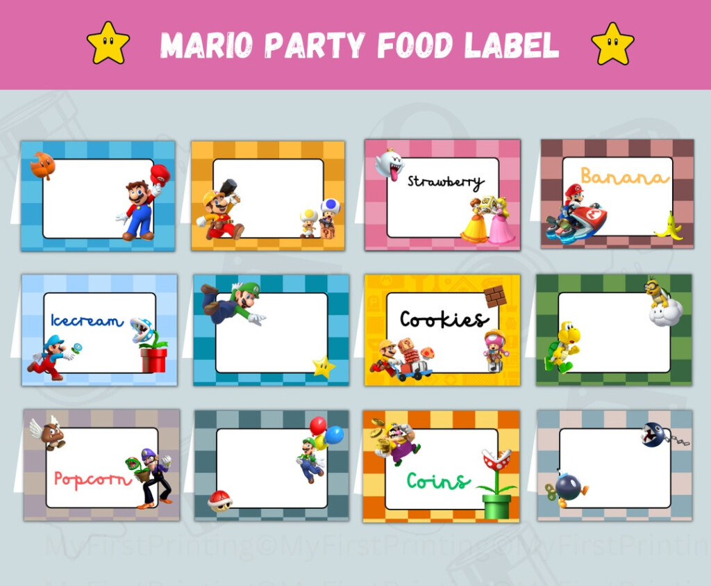 Printable Mario Party Food Label Editable On Canva Super Mario Food 
