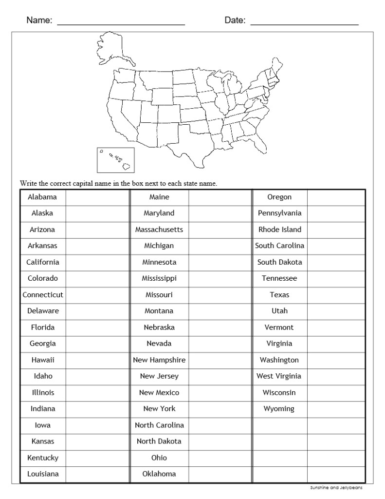 Printable Midwest States And Capitals Worksheet