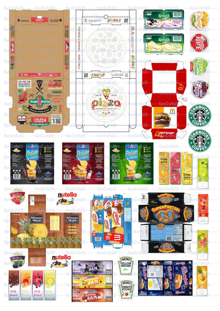 Printable Miniature Food Packaging For Miniature Dollhouse 1 6 Scale 