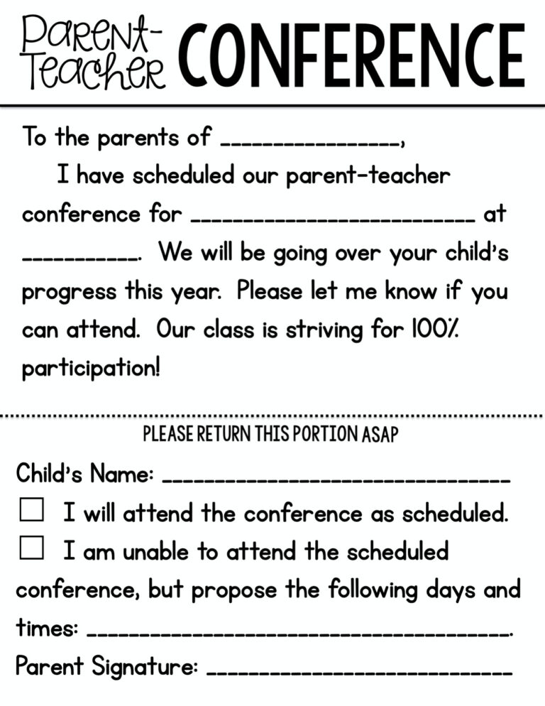 Printable Parent Teacher Conference Request Forms Printable Forms My 