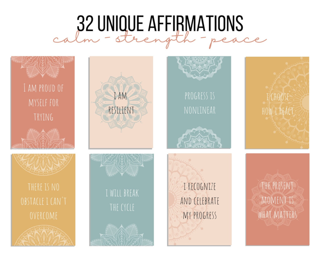 Printable Positive Affirmation Cards For Anxiety PDF Positive 