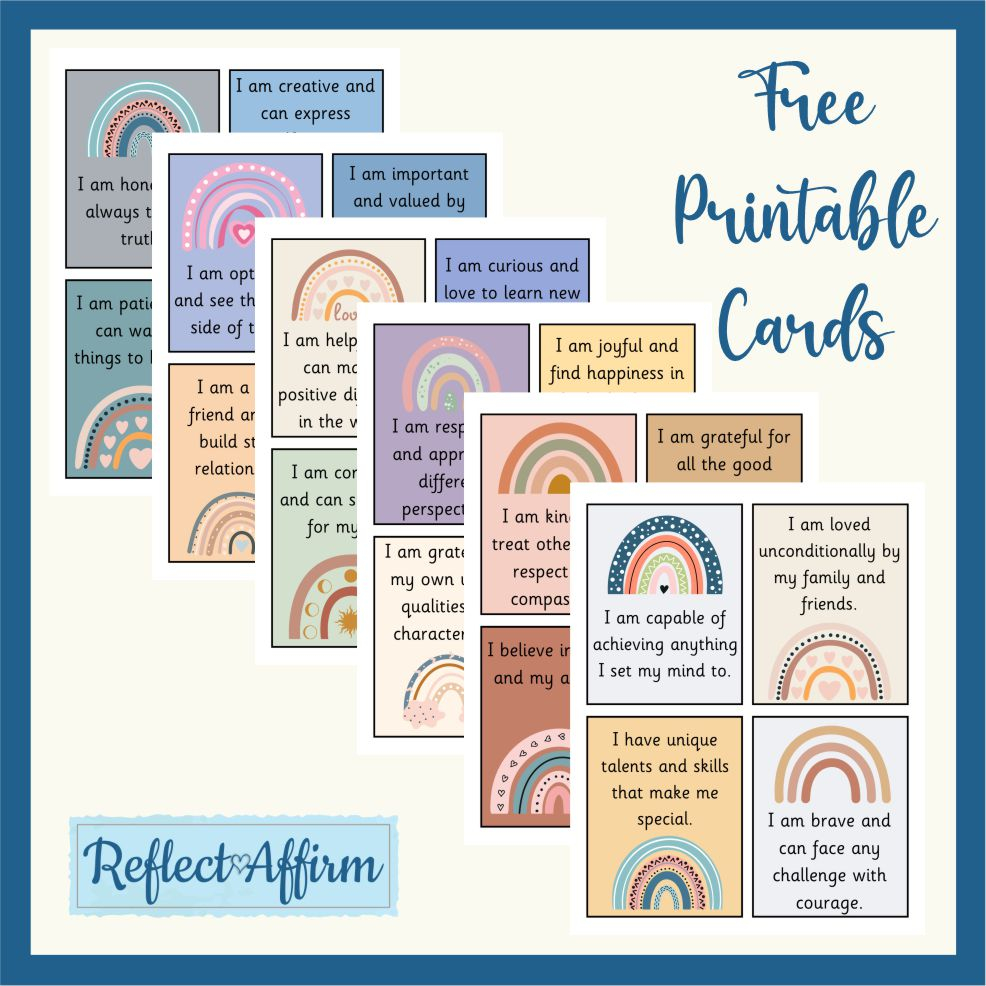 Printable Positive Affirmations Free Blank Affirmation Cards Template 