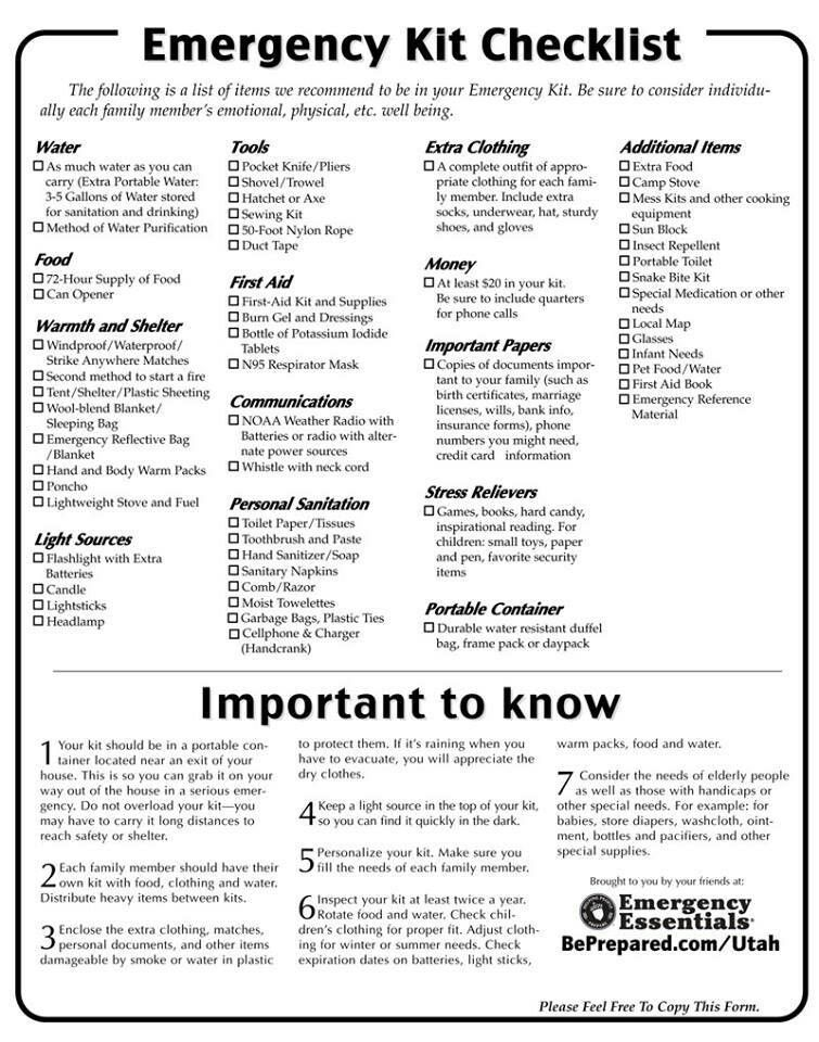 Printable Preppers Checklist
