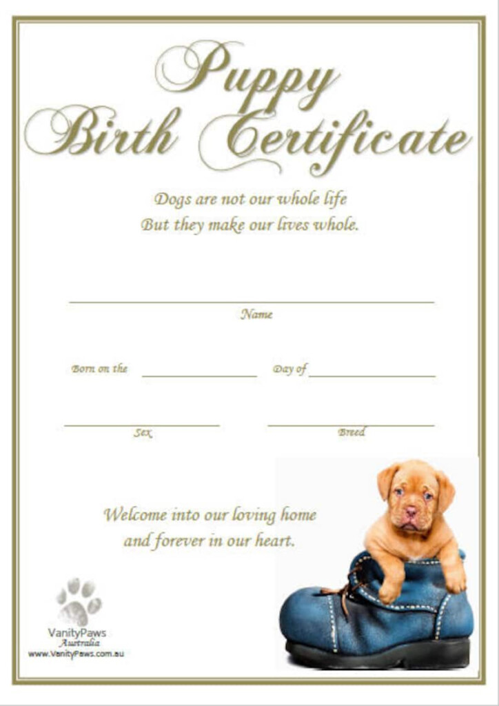 Printable Puppy Birth Certificate Printable Word Searches