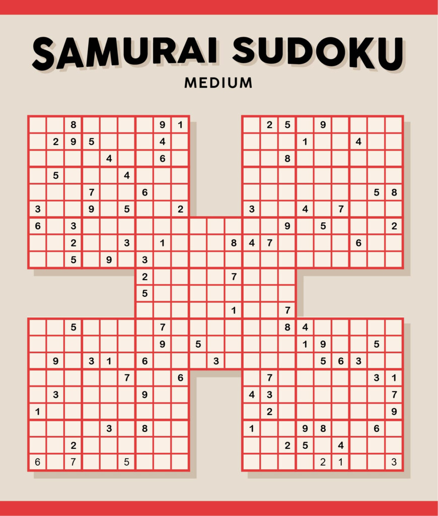 Printable Samurai Sudoku Grid
