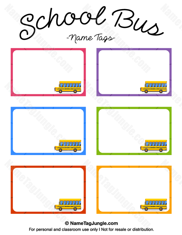 Printable School Bus Name Tags