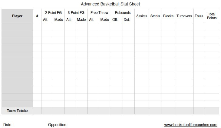 Printable Stat Sheets For Basketball Printable Word Searches