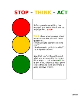 Printable Stop Think Act Worksheet
