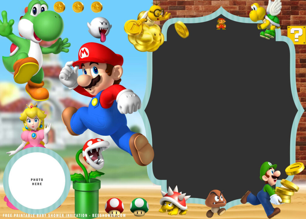 Printable Super Mario Invitations Template Free