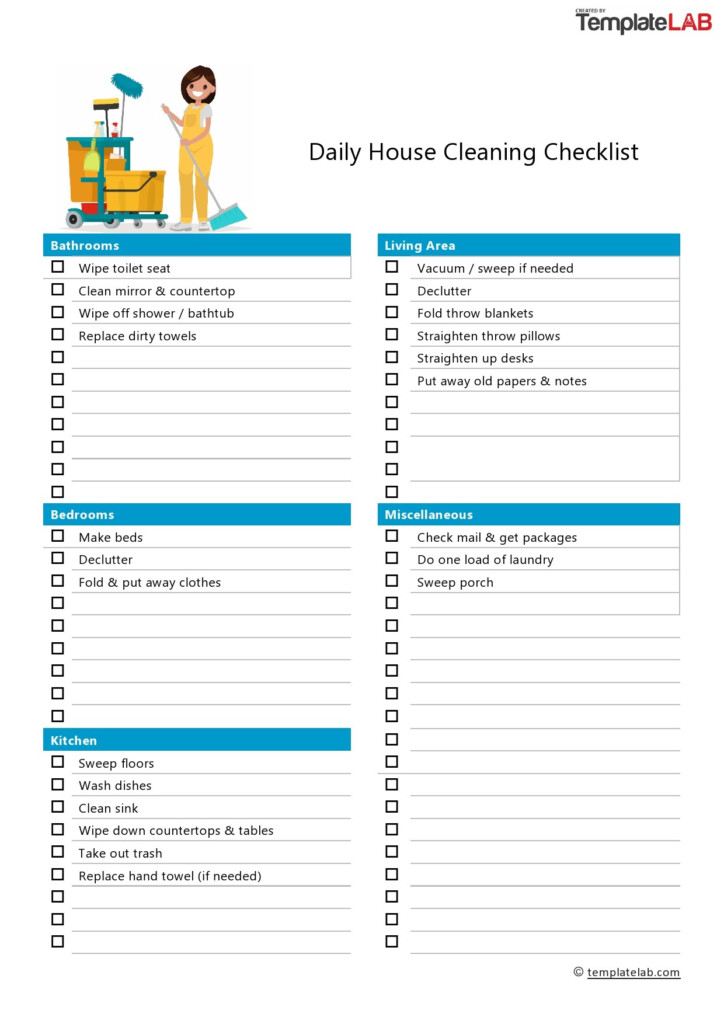 Professional House Cleaning Checklist Printable Free