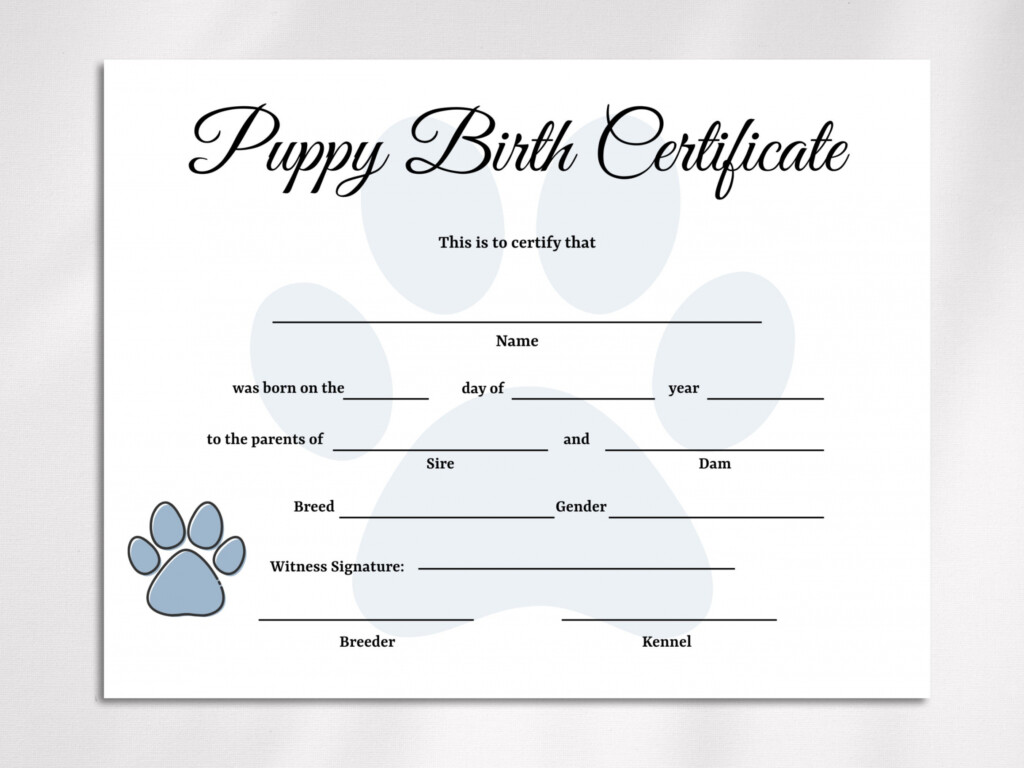 Puppy Birth Certificate Free Printable FREE Printable A Z