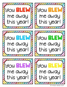  quot You BLEW Me Away quot End Of The Year Gift Tag By Kristen Hunter TpT