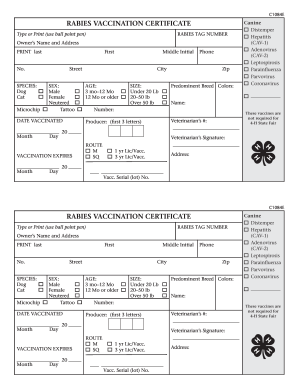 Rabies Vaccination Certificate Fill Out And Sign Printable PDF 