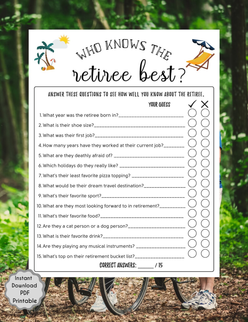 Retirement Party Games Free Printable