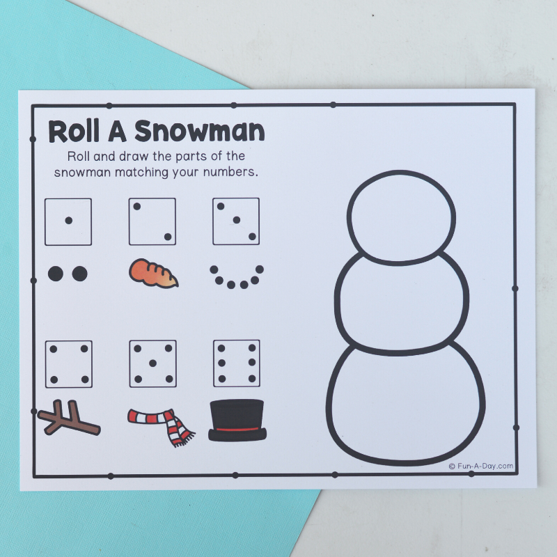 Roll A Snowman Free Printable Game Fun A Day 