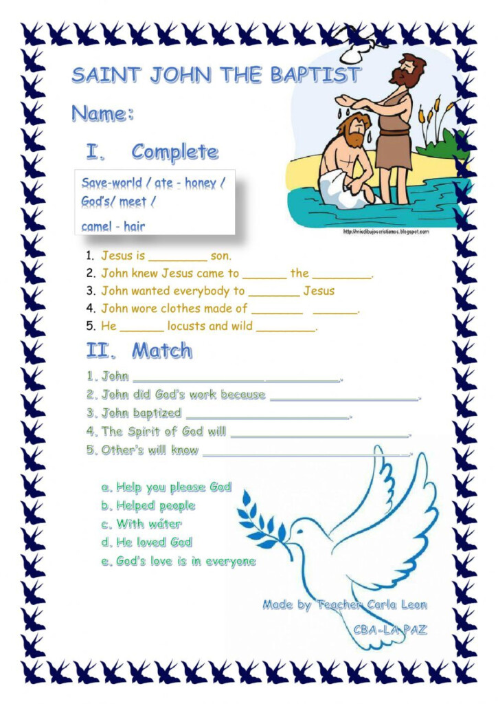 Saint John The Baptist Worksheet Sunday School Worksheets John The 