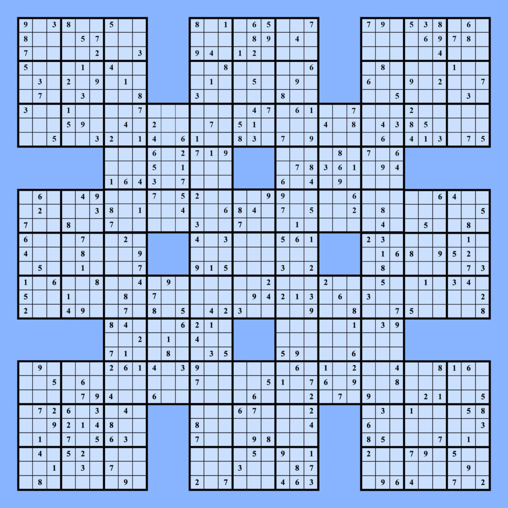 Samurai Sudoku Grid 10 Free PDF Printables Printablee Sudoku 