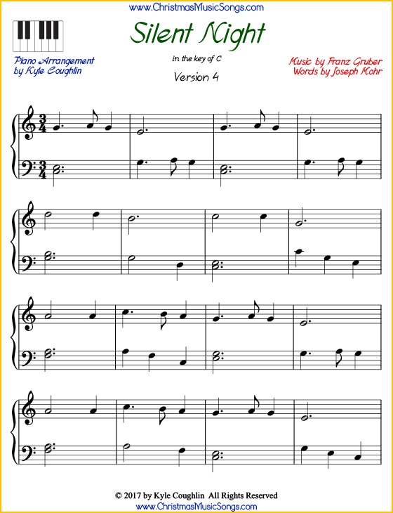 Silent Night Piano Sheet Music Free Printable