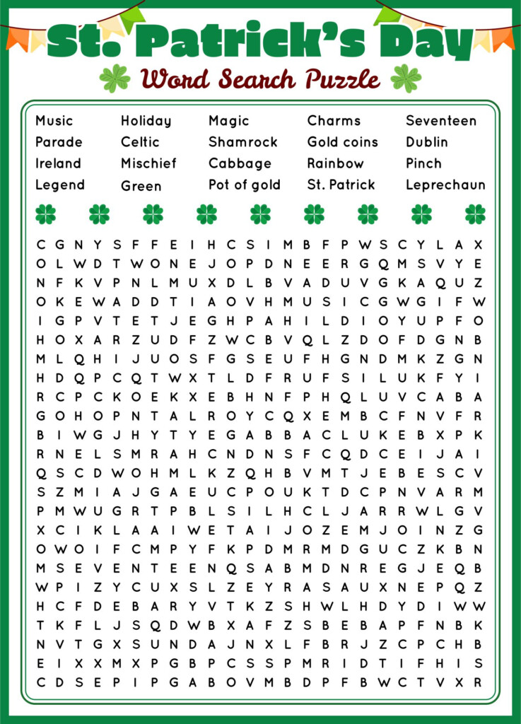 St Patrick 39 s Day Word Search Free 13 Free PDF Printables Printablee