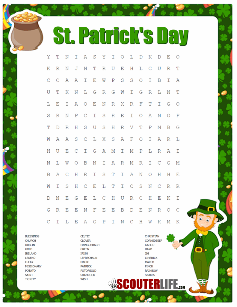 St Patrick 39 s Day Word Search Free Printable