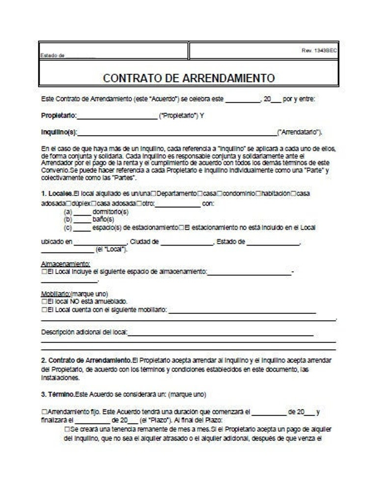 Standard Residential Rental Lease Agreement Forms Instant Download 