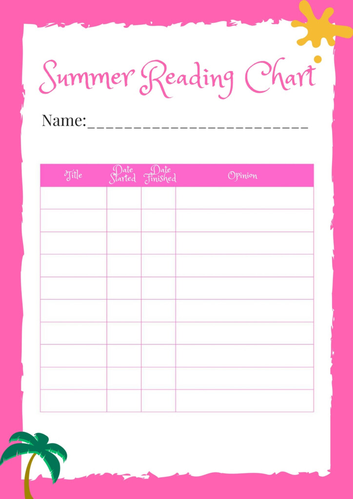 Summer Reading Charts For Kids Free Printable