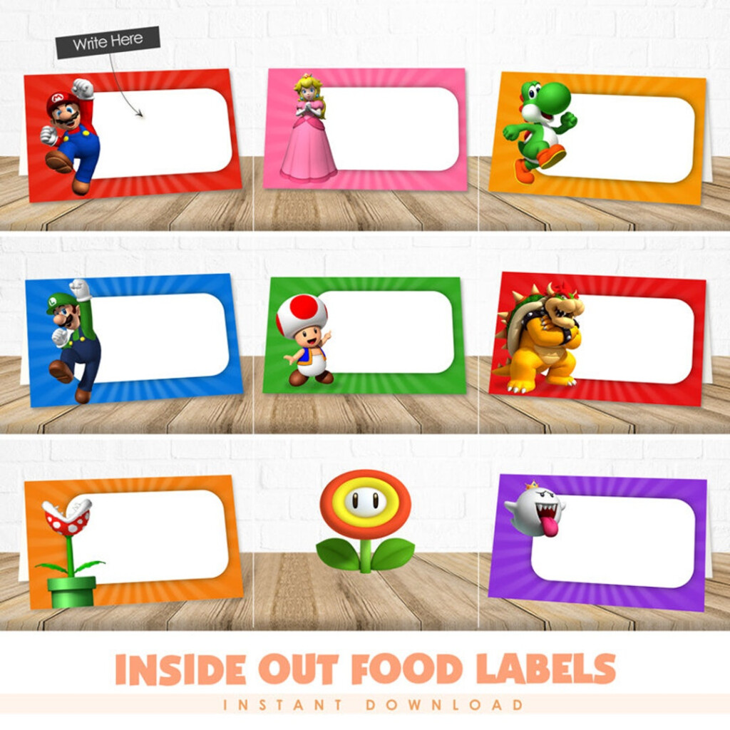 Super Mario Party Food Labels Mario Bros Printable Food Tent Party 