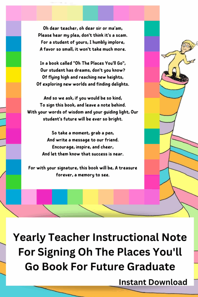 Teacher Letter For Oh The Places Youll Go Letter To Give To Teachers 