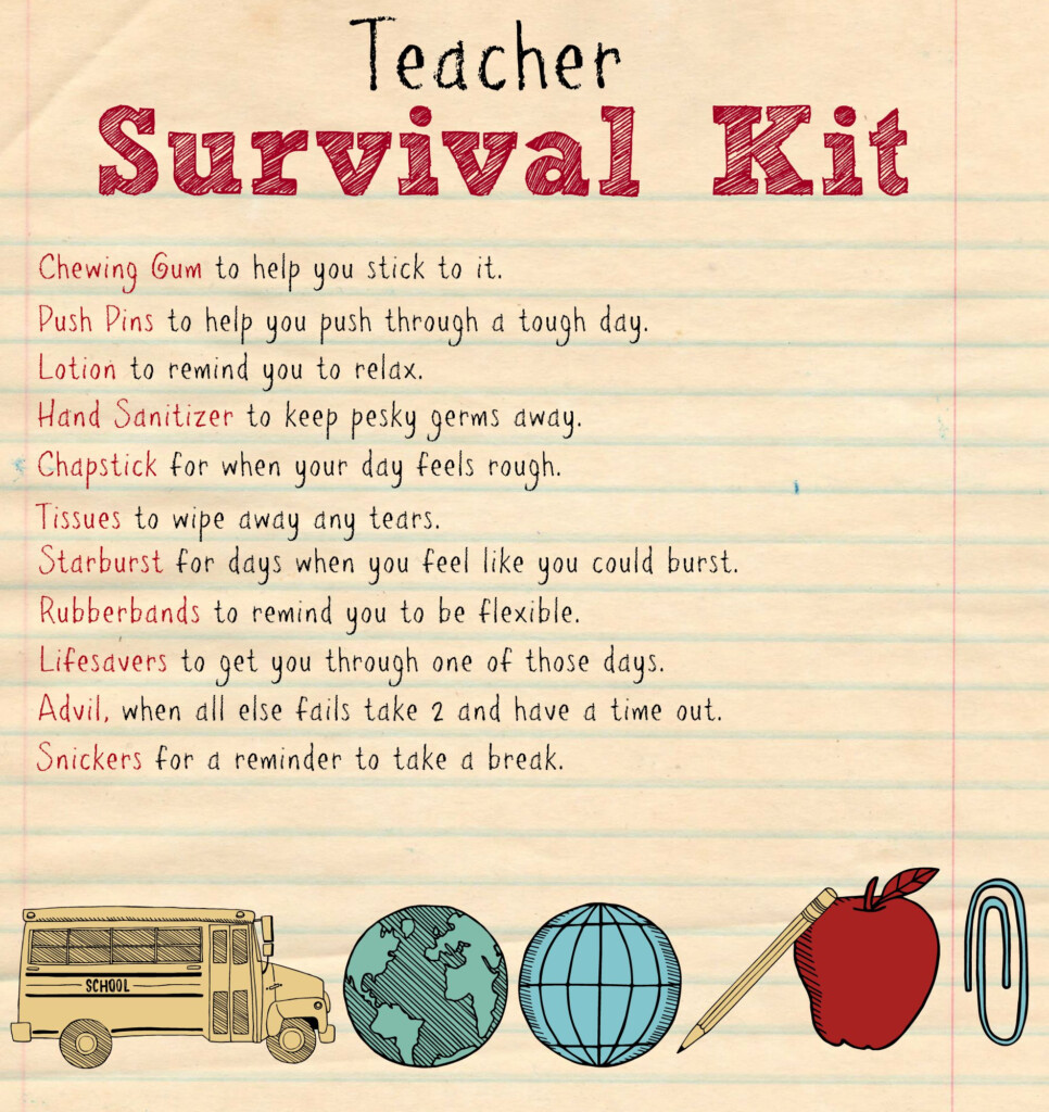 Teacher Survival Kit Free Printable