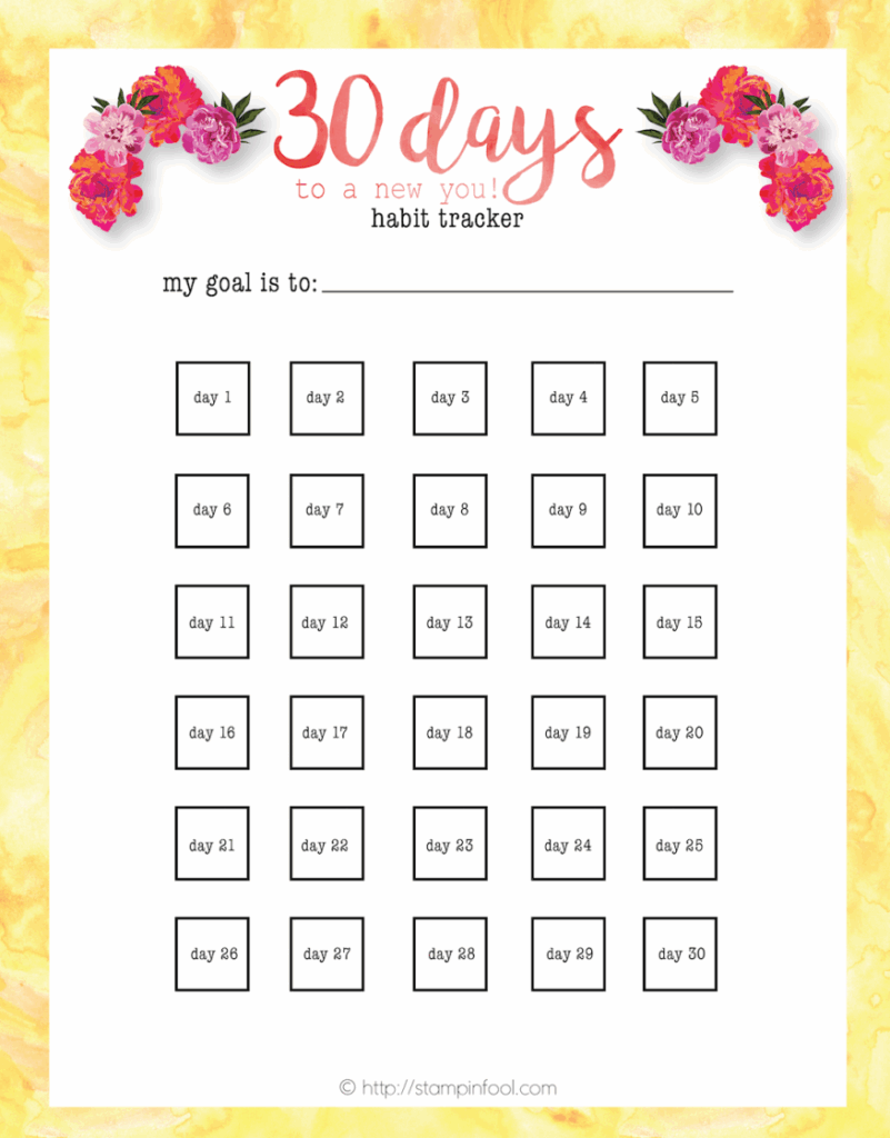 The 30 Days To Habit Tracker Is Shown In This Printable Planner With 