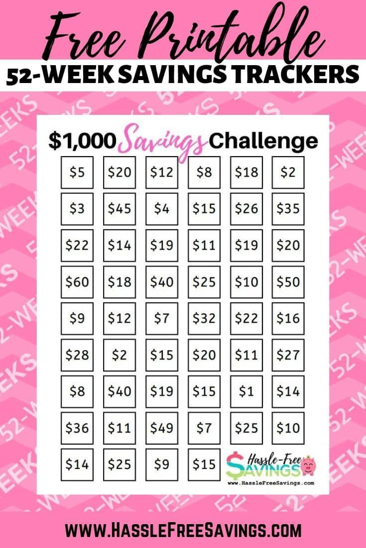 The Free Printable 5 Week Savings Tracker For 1 000 Is Shown