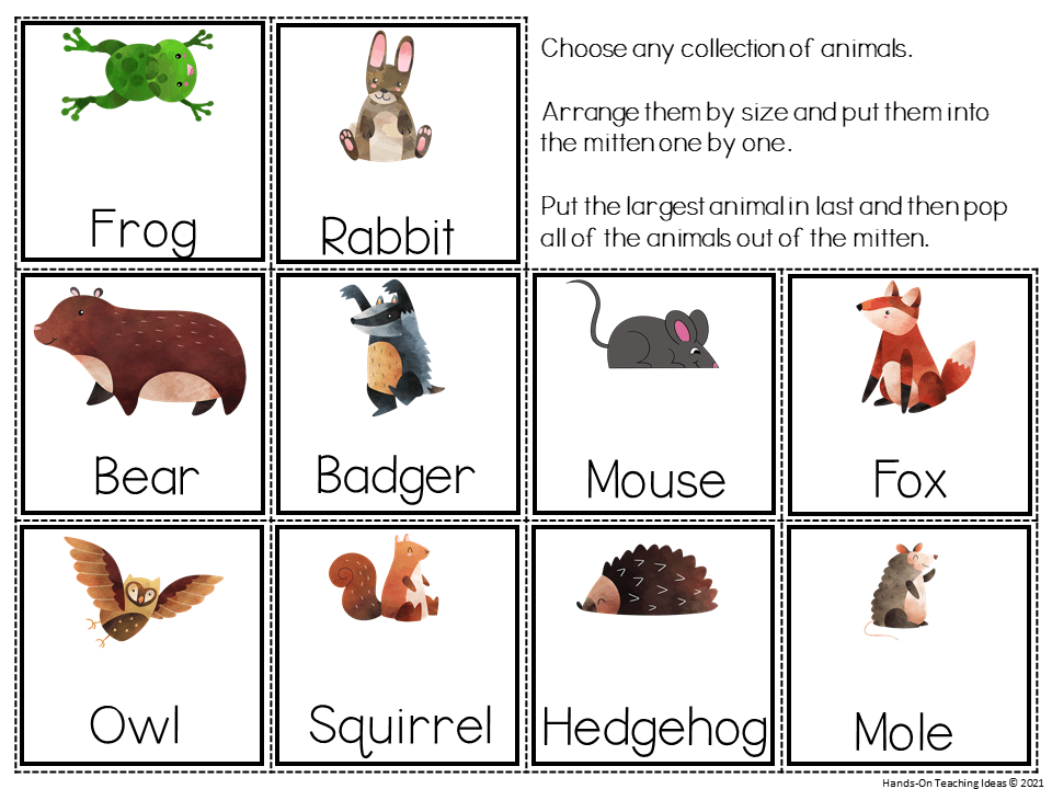 The Mitten Characters Free Printables
