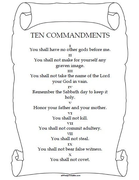 The Ten Commandments Free Printable