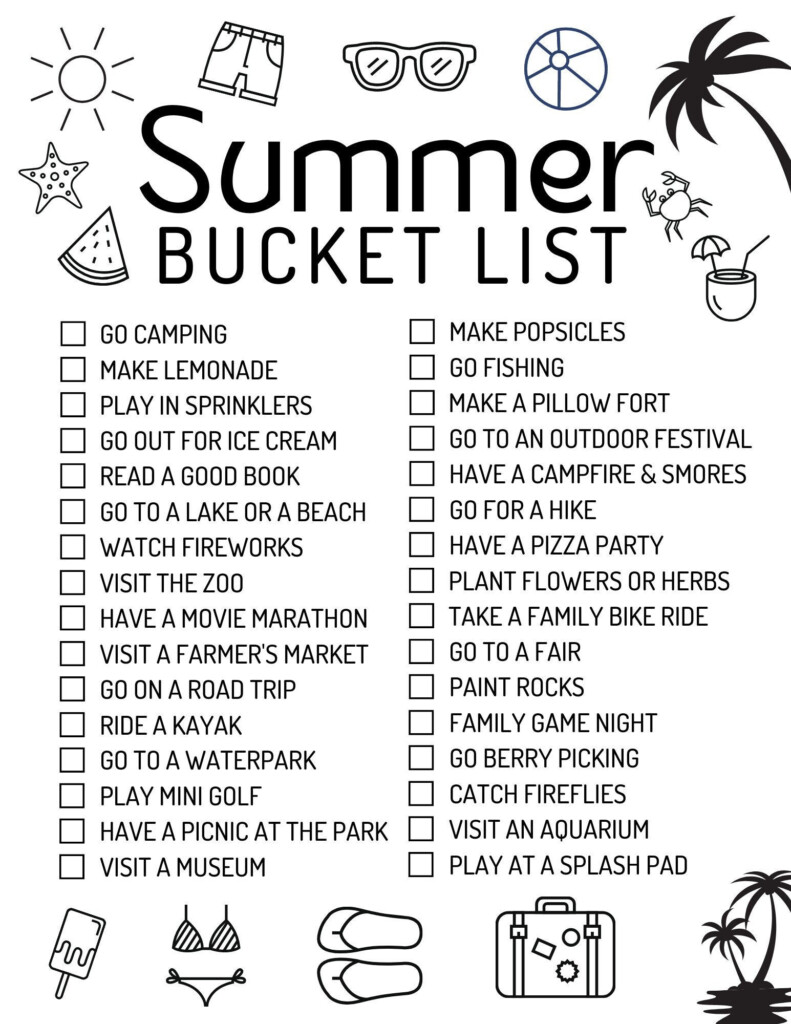 The Ultimate Summer Bucket List Free Printable Summer Vrogue co
