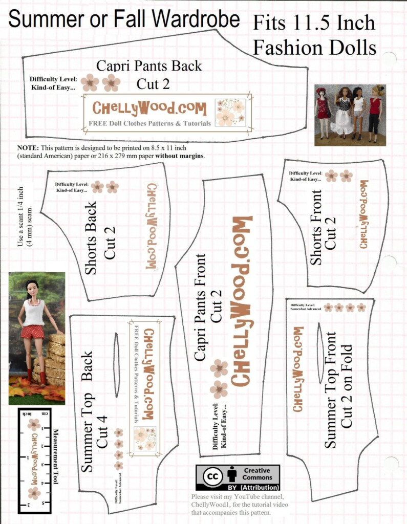 This Is A Free Printable Sewing Pattern For 11 5 Inch Dolls Like Mattel 