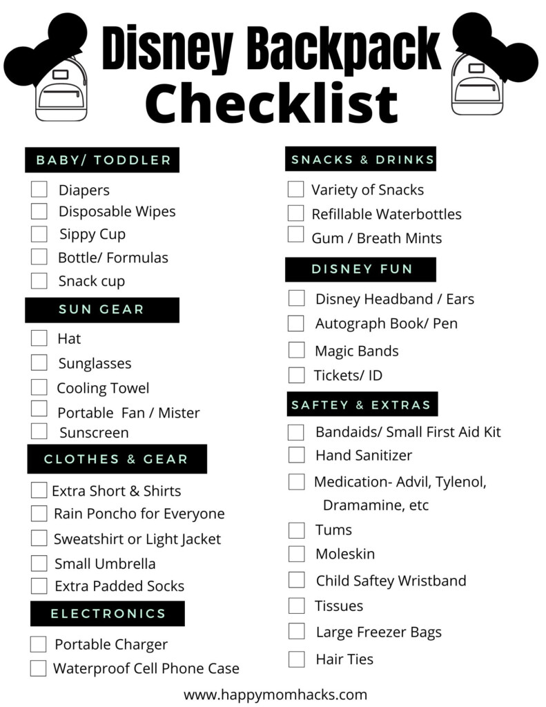 Ultimate Disney Packing List Printable