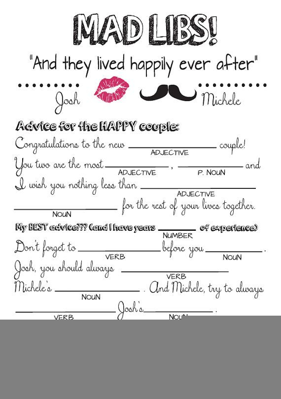 Wedding Advice Mad Libs Free Printable Printable Madlibs