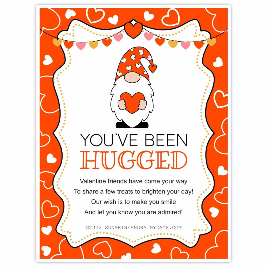 You 39 ve Been Hugged Gnome Valentine Printable You 39 ve Been Hugged 